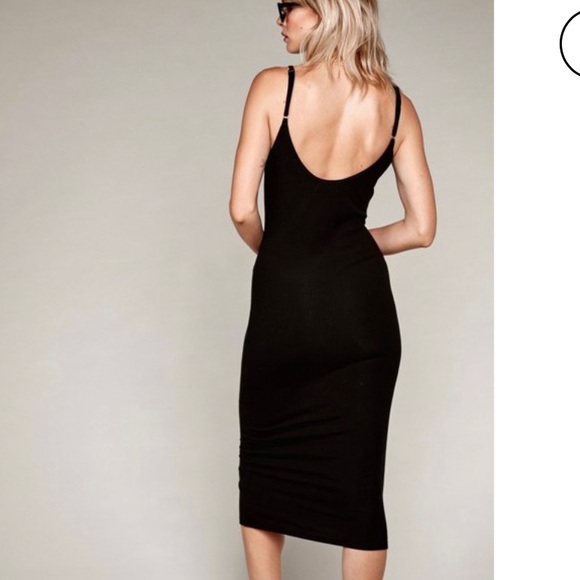Flynn Skye Black Ribbed Knit Midi Dress Size Small - Picture 4 of 9